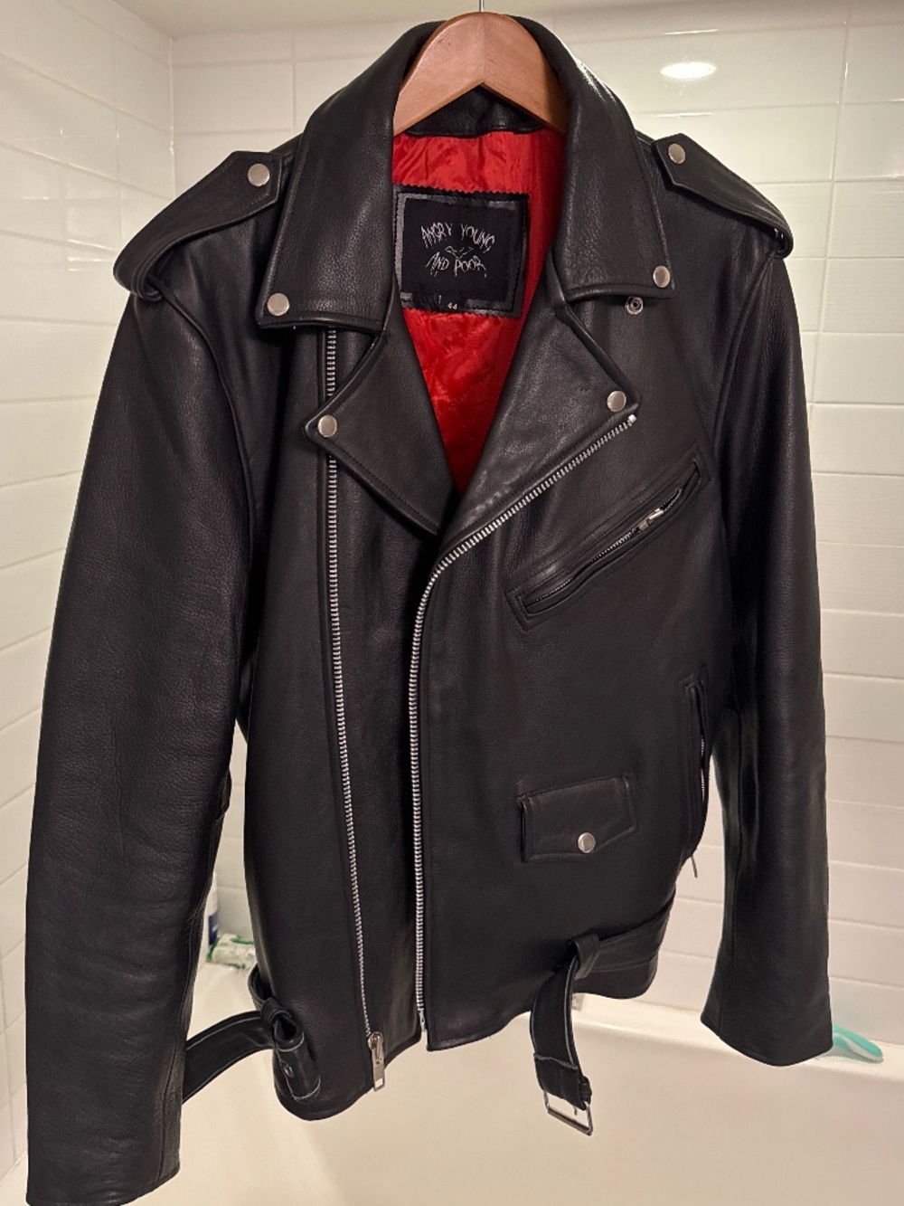 Leather Punk Jacket, worn in with character